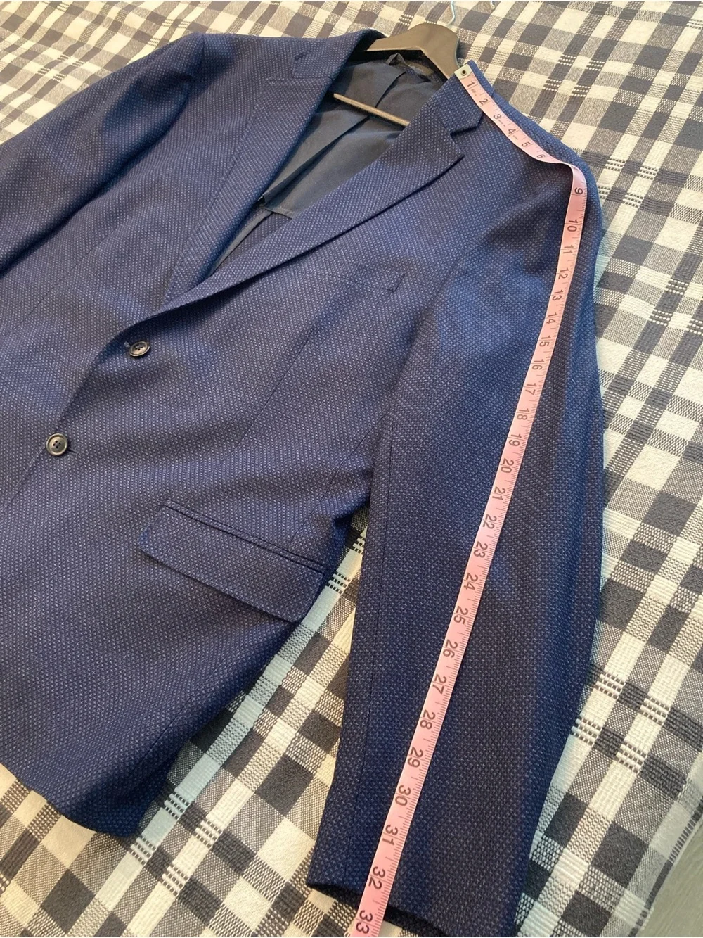 Calvin Klein Men's Blue 100% Wool Textured Blazer Jacket Size 48R Made in India